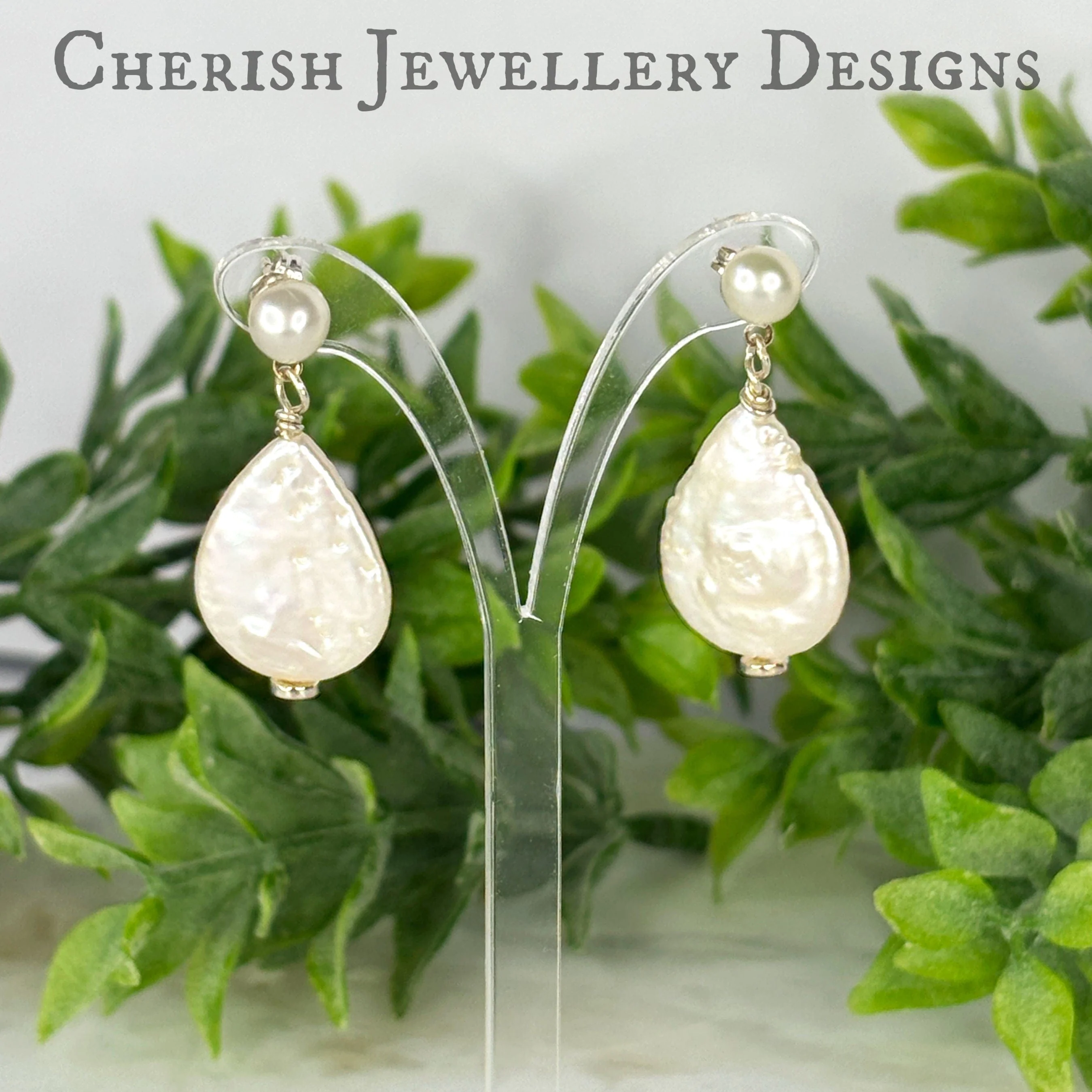 Ava Teardrop Pearl Earrings - Image 2
