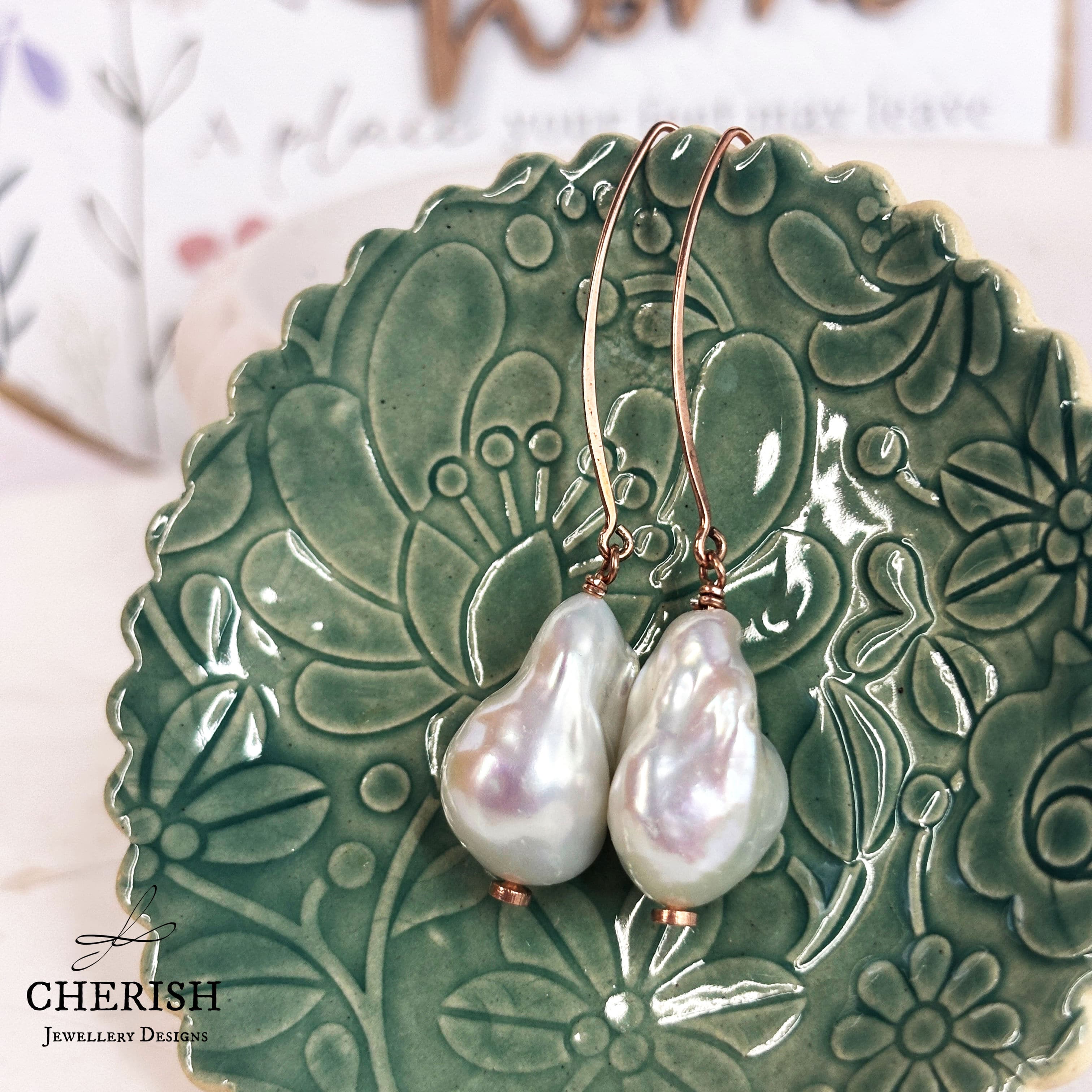 Isabella Baroque Pearl Marquise Earrings - Image 4