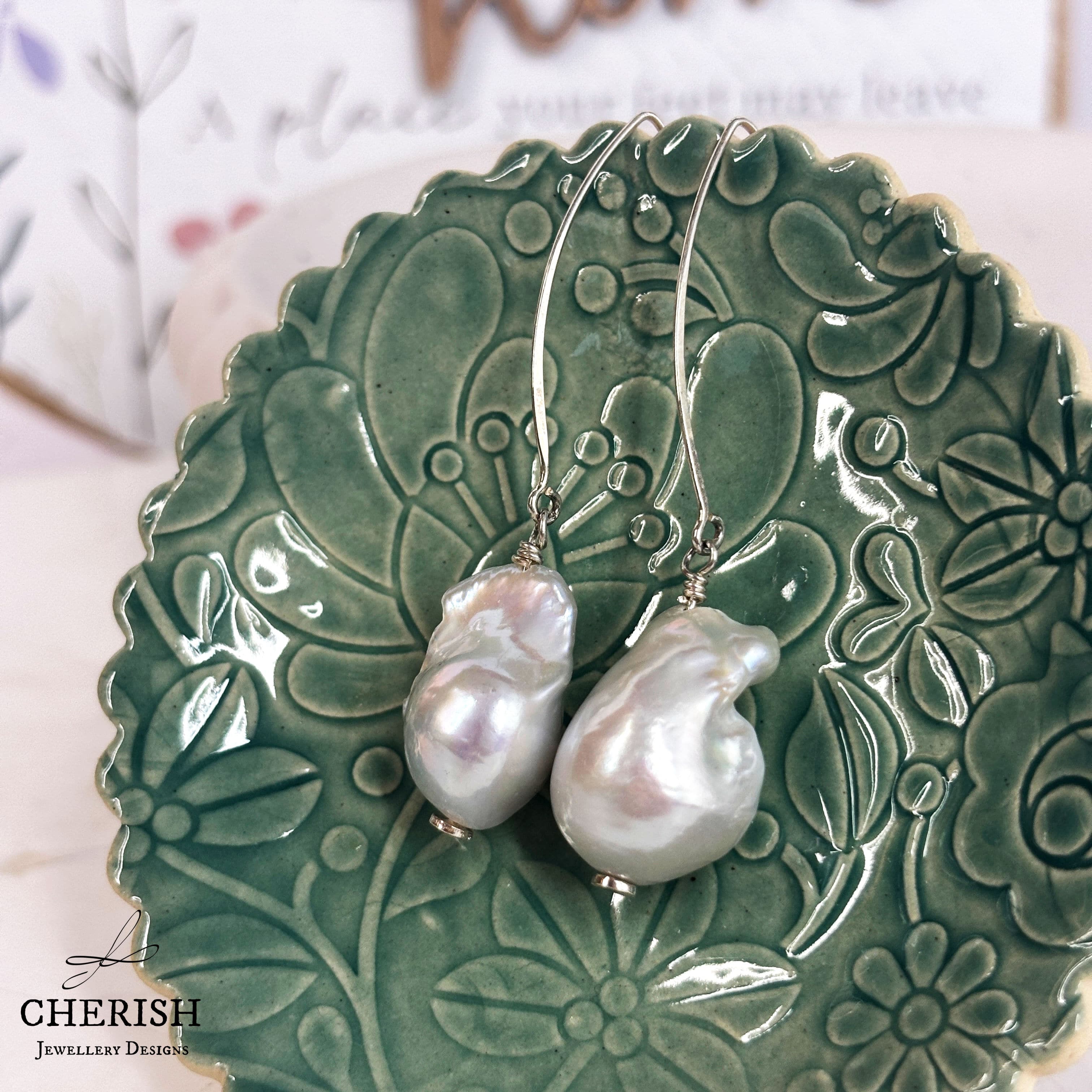 Isabella Baroque Pearl Marquise Earrings - Image 5