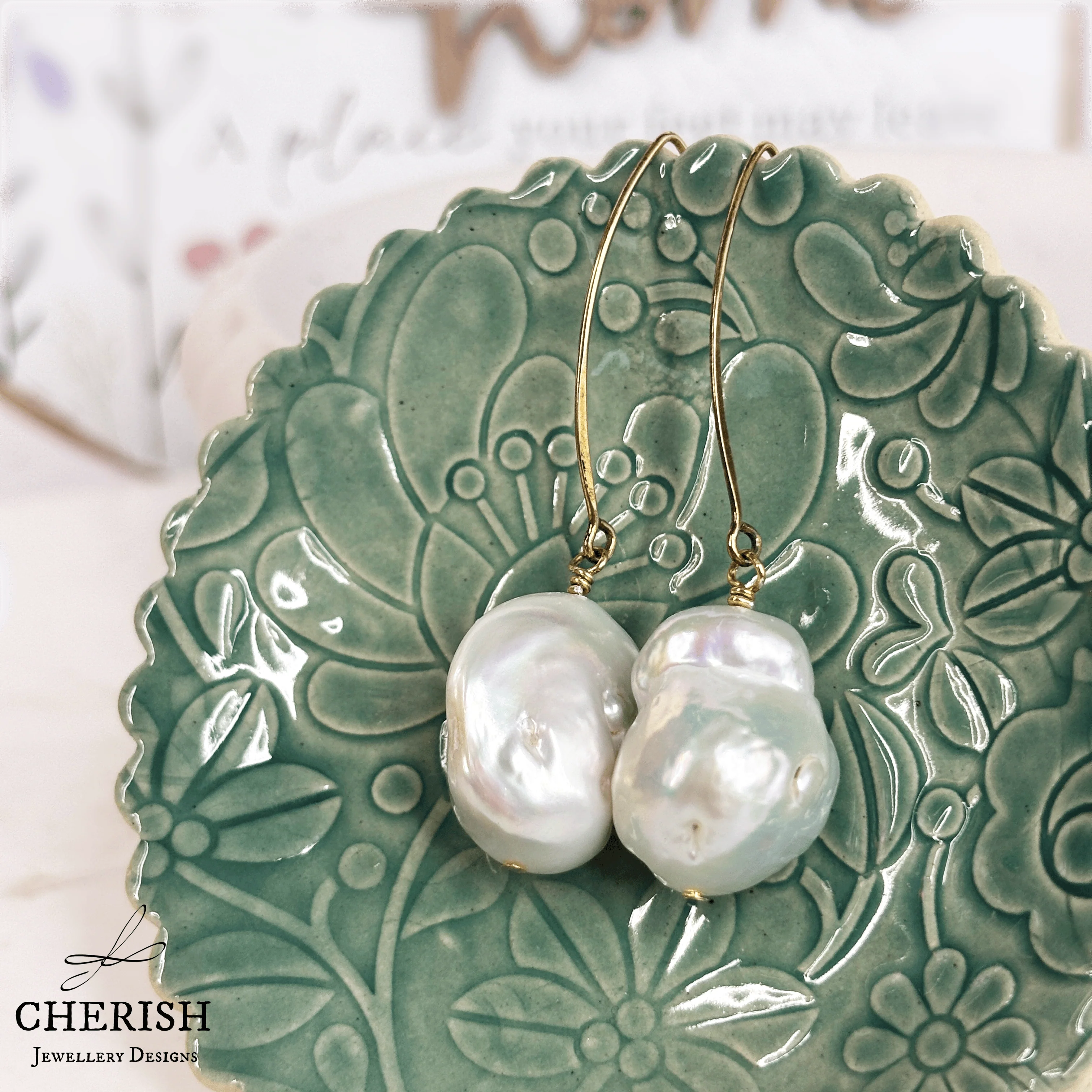 Isabella Baroque Pearl Marquise Earrings - Image 6