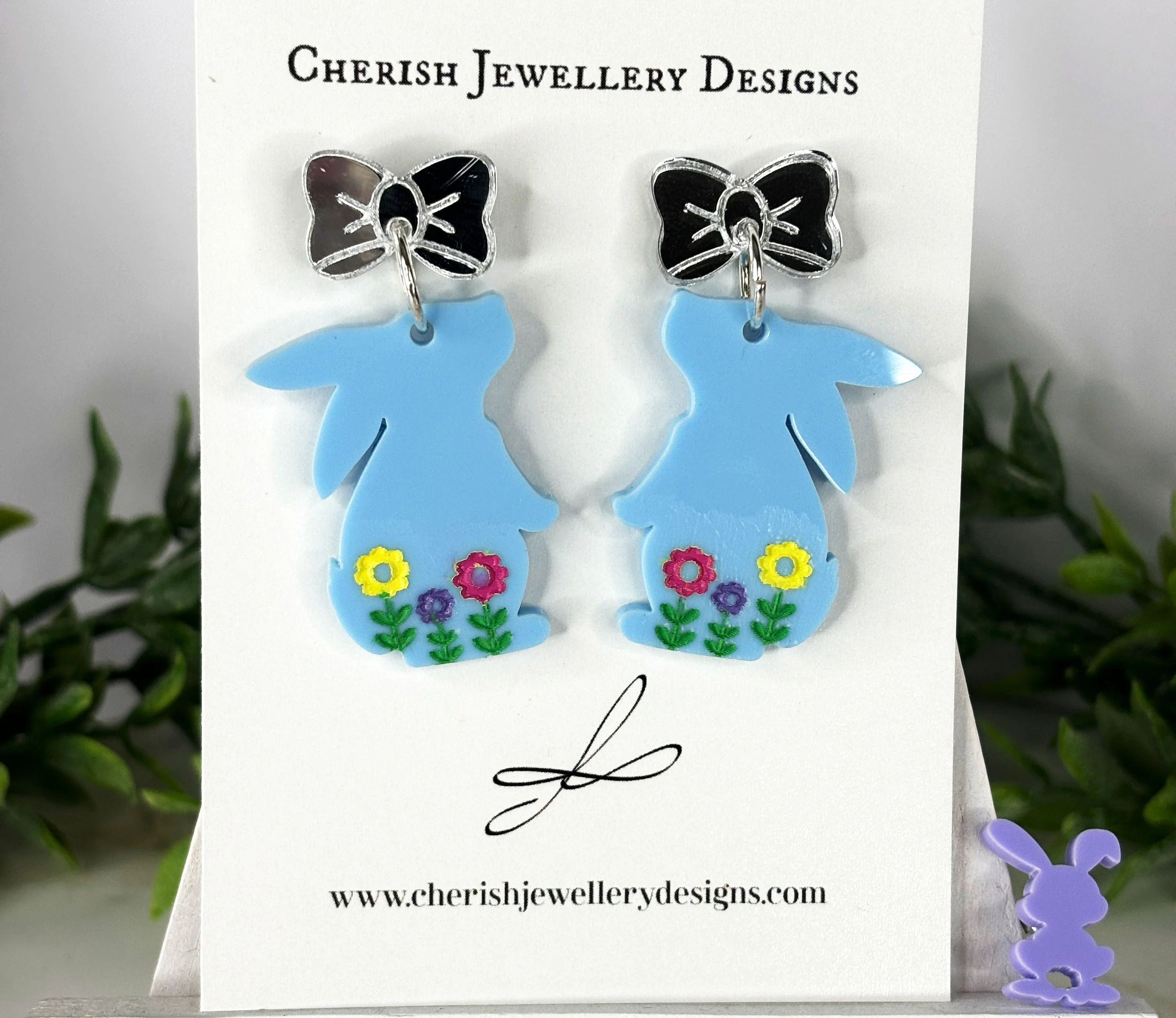 Bow Bunnies - Easter Earrings - Image 2