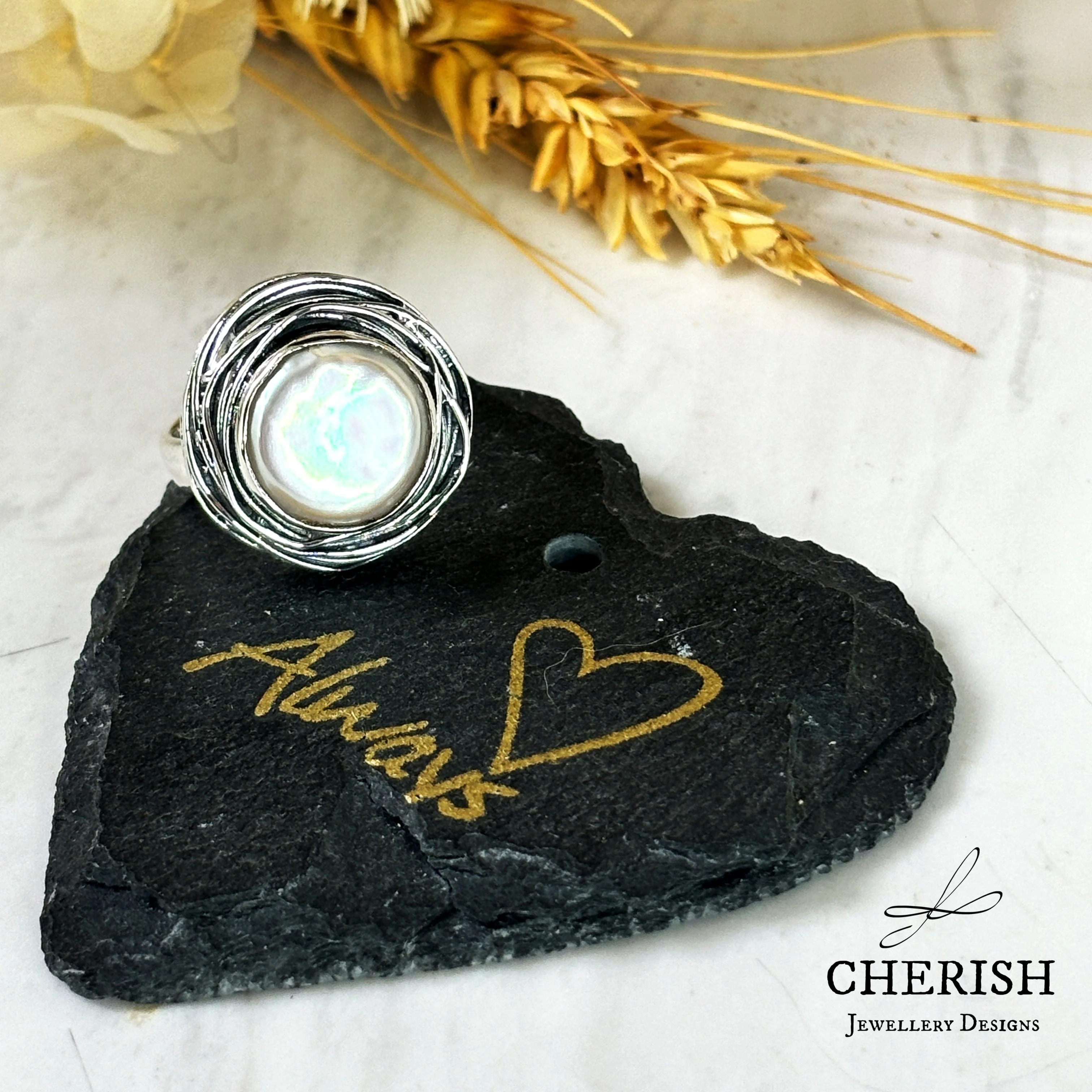 Birdnest Coin Pearl Ring