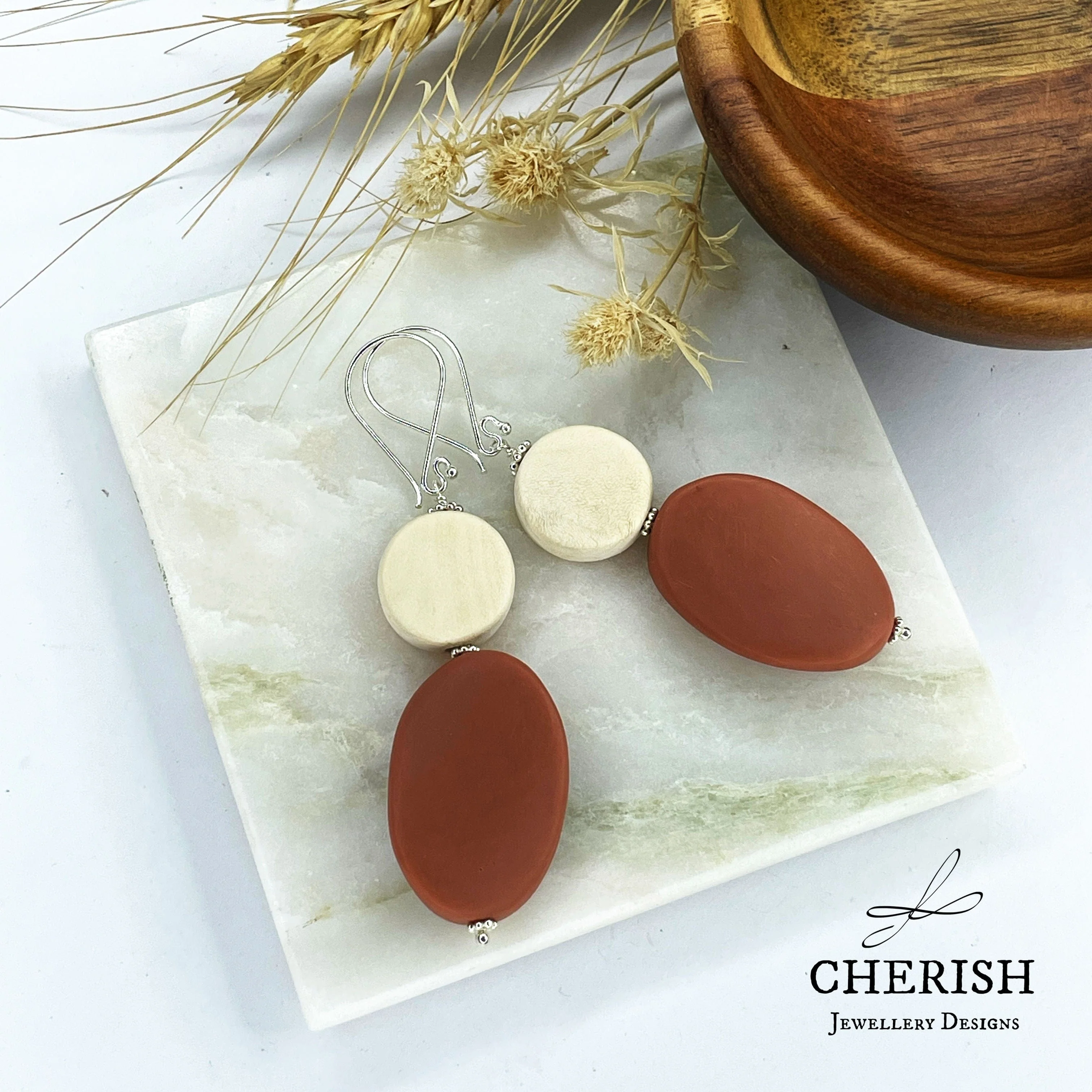 Fossil Bicolour Resin Earrings - Image 3