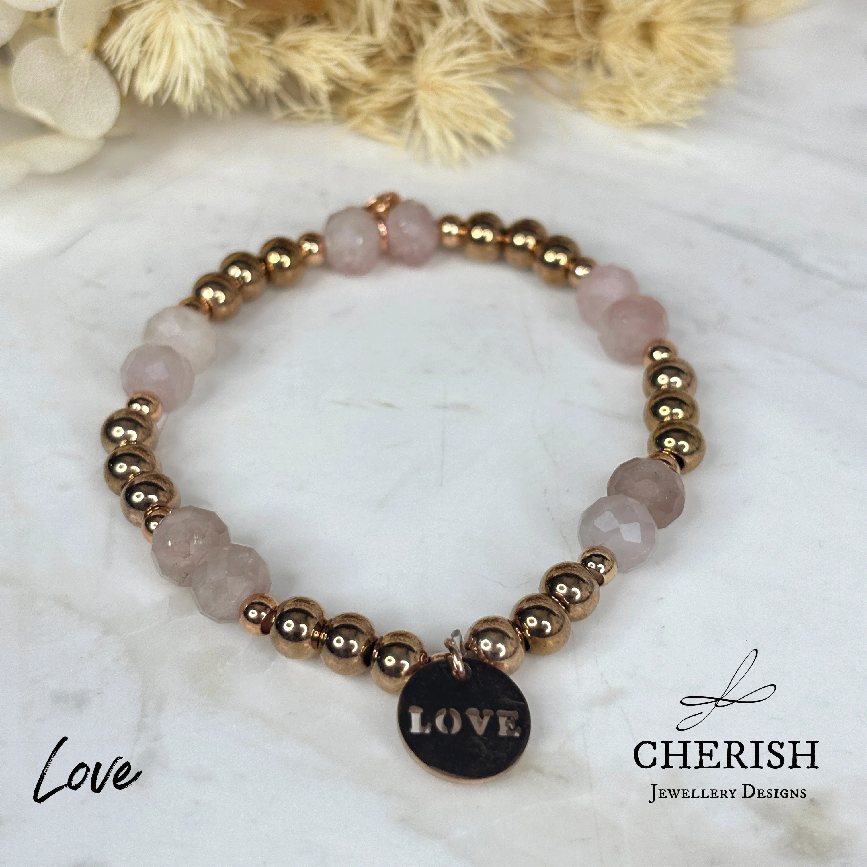 Gemma Gemstone Bracelets - Rose Quartz - Image 2