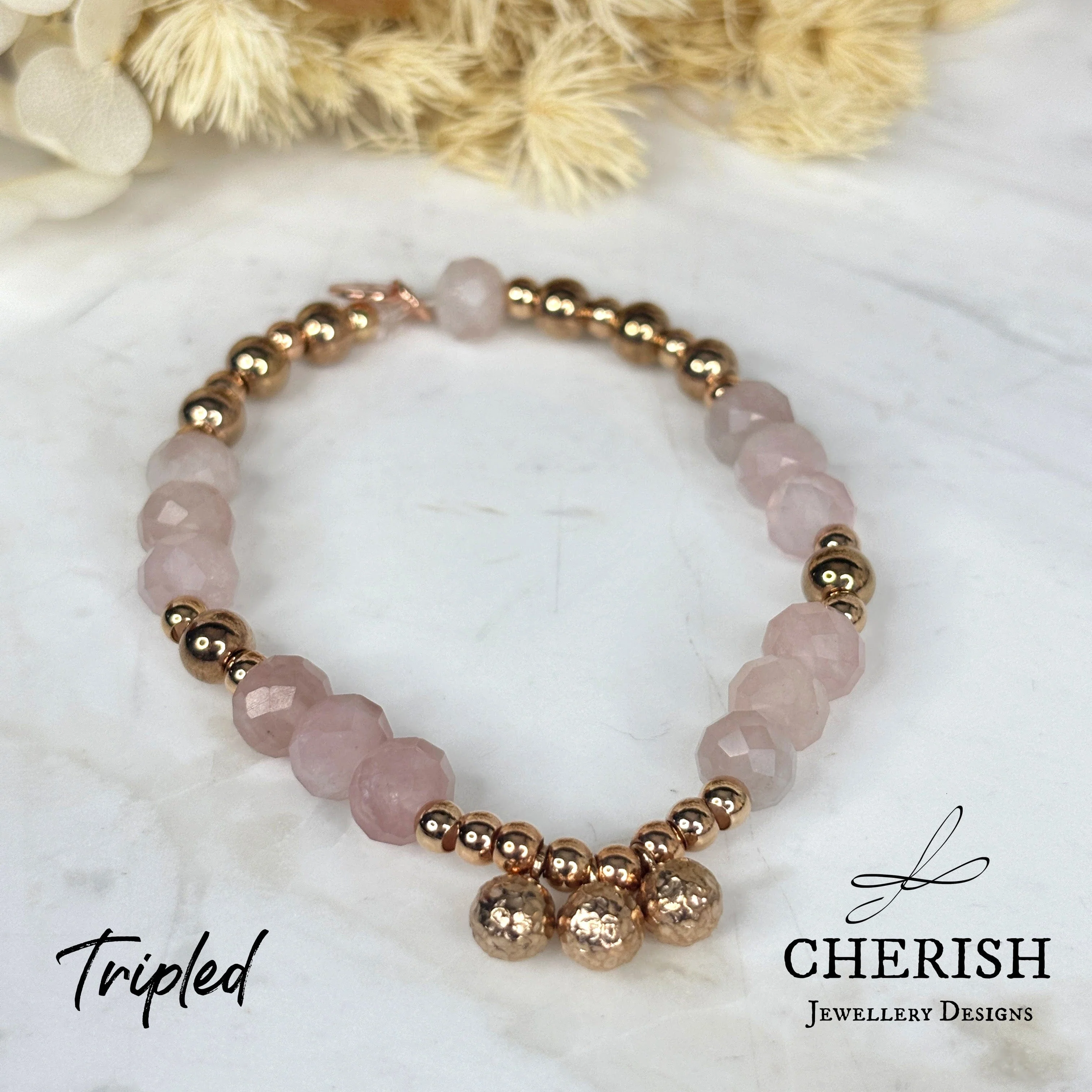Gemma Gemstone Bracelets - Rose Quartz - Image 4