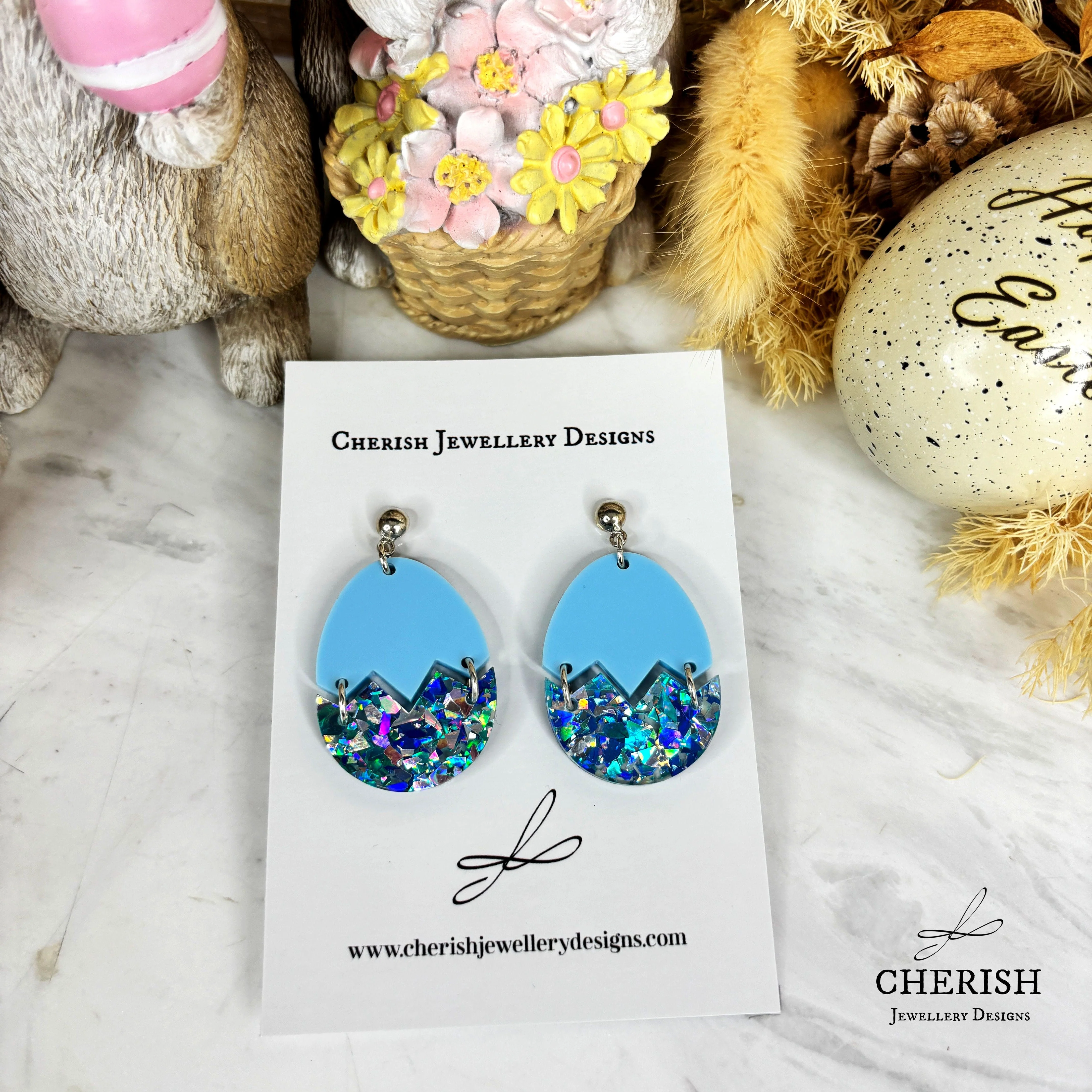 Glitter Cracked Easter Egg Earrings - Image 3