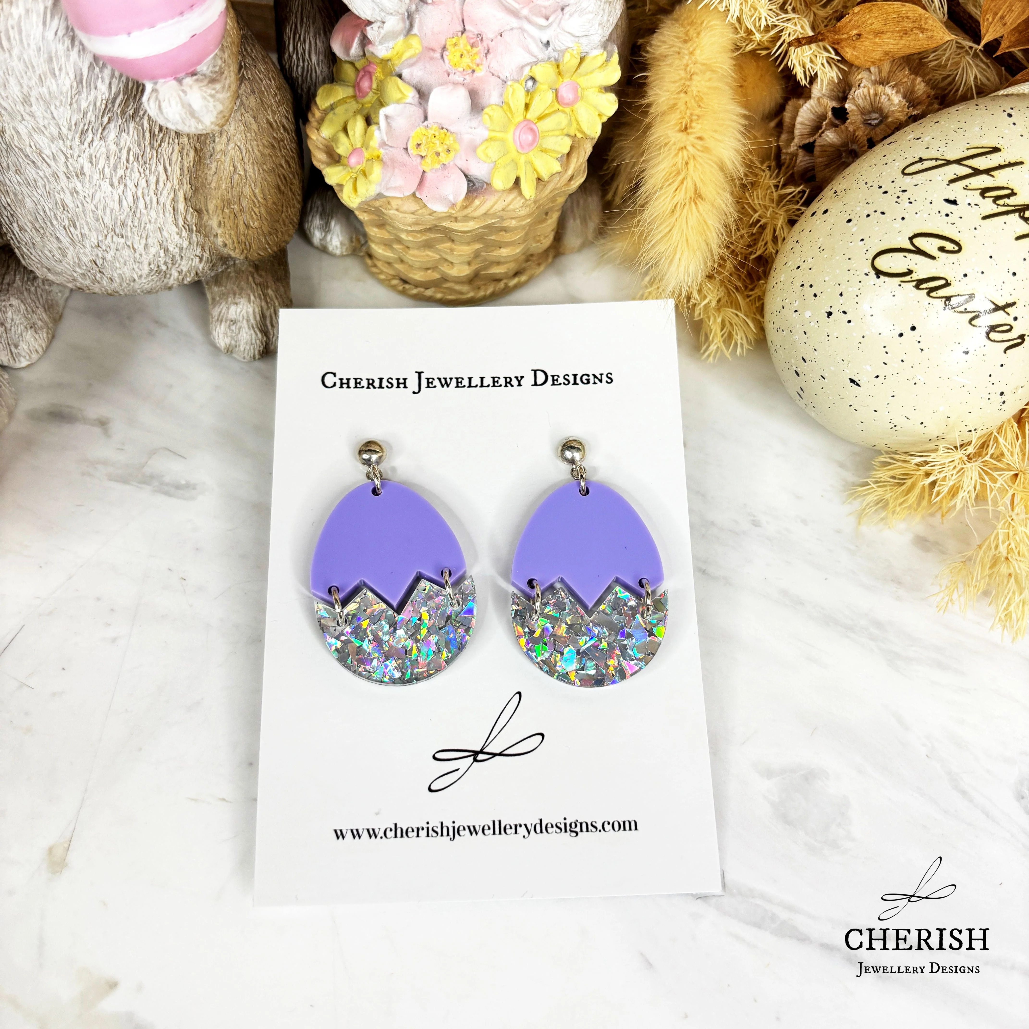 Glitter Cracked Easter Egg Earrings - Image 4