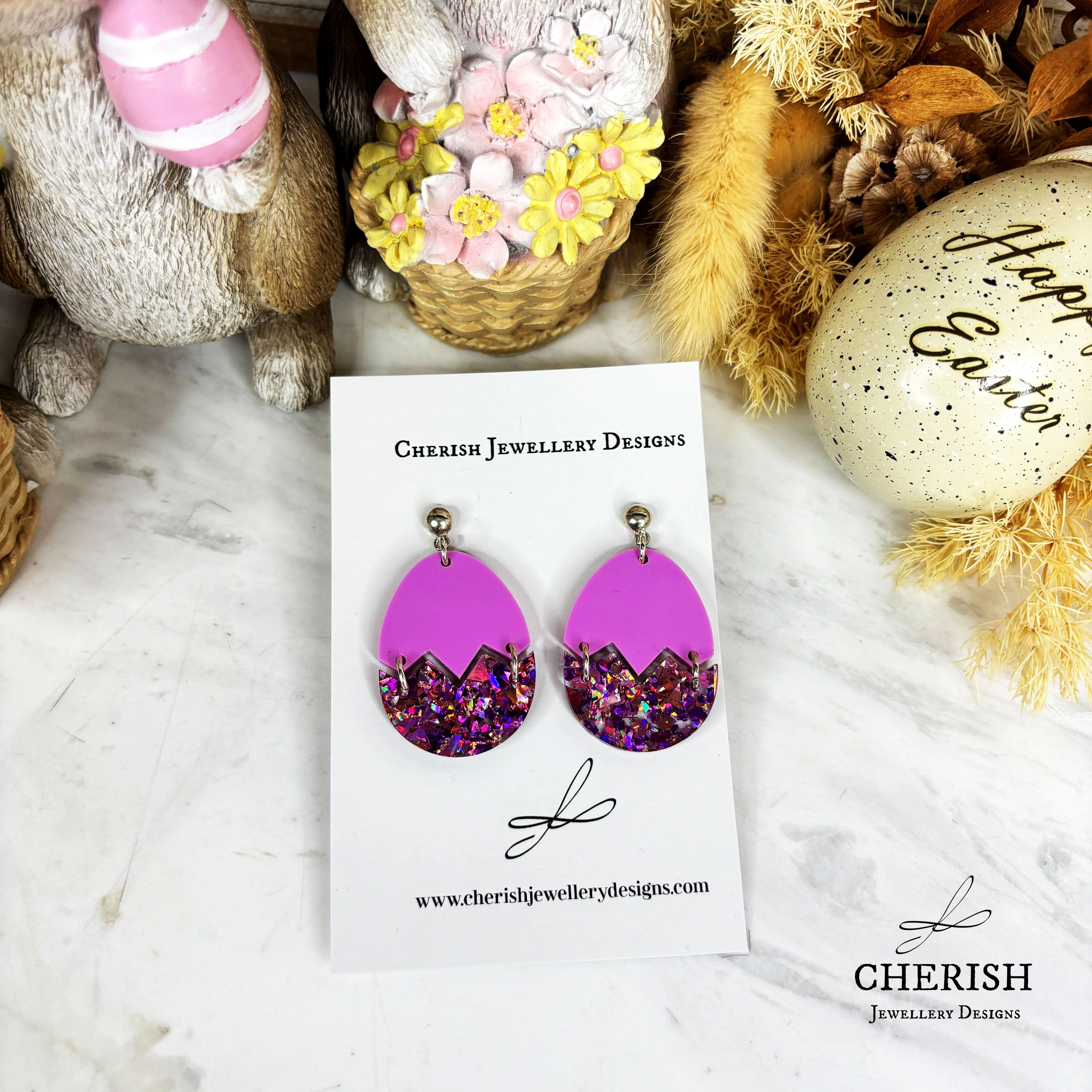 Glitter Cracked Easter Egg Earrings - Image 5
