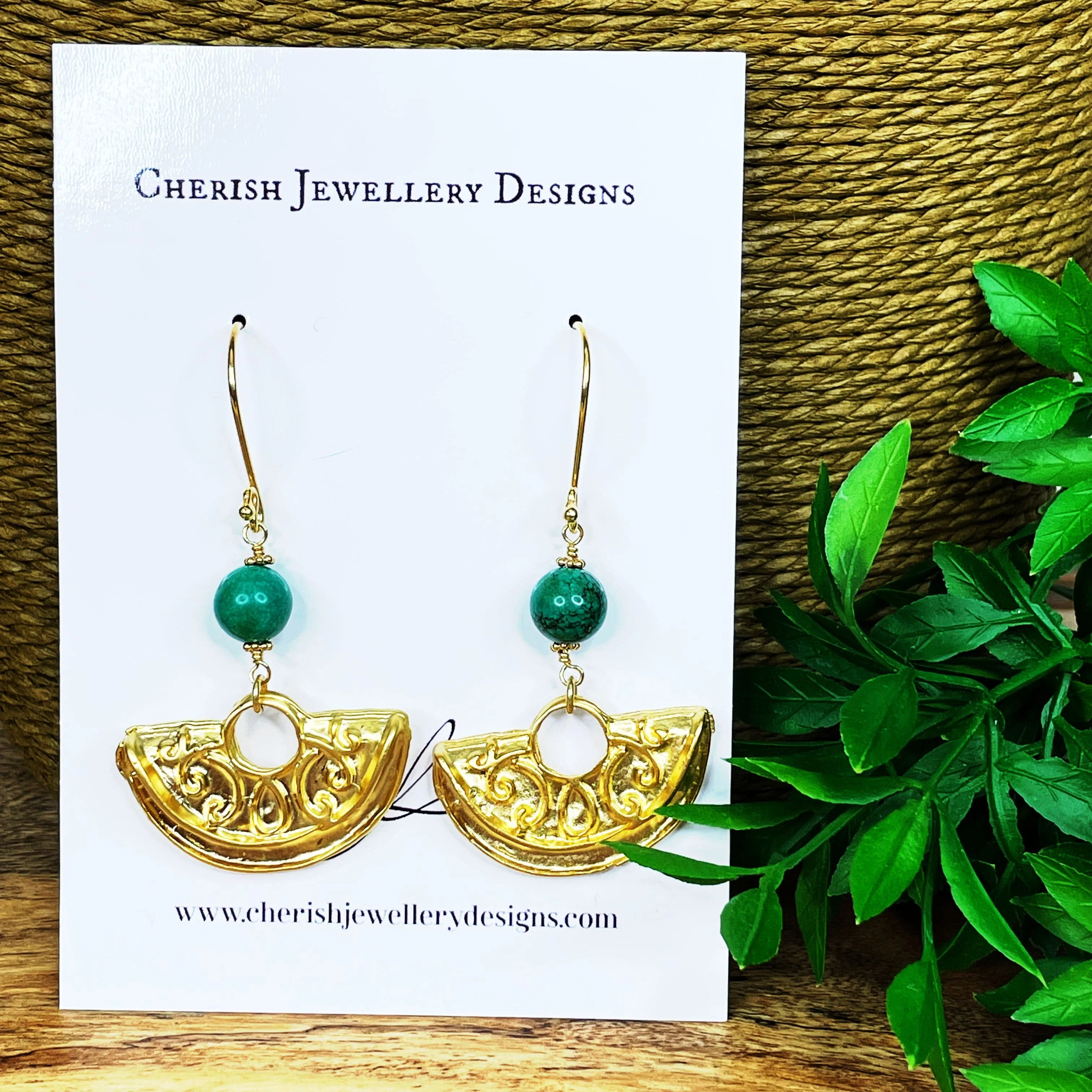 Gold Half Moon Tribal Earrings - Image 3
