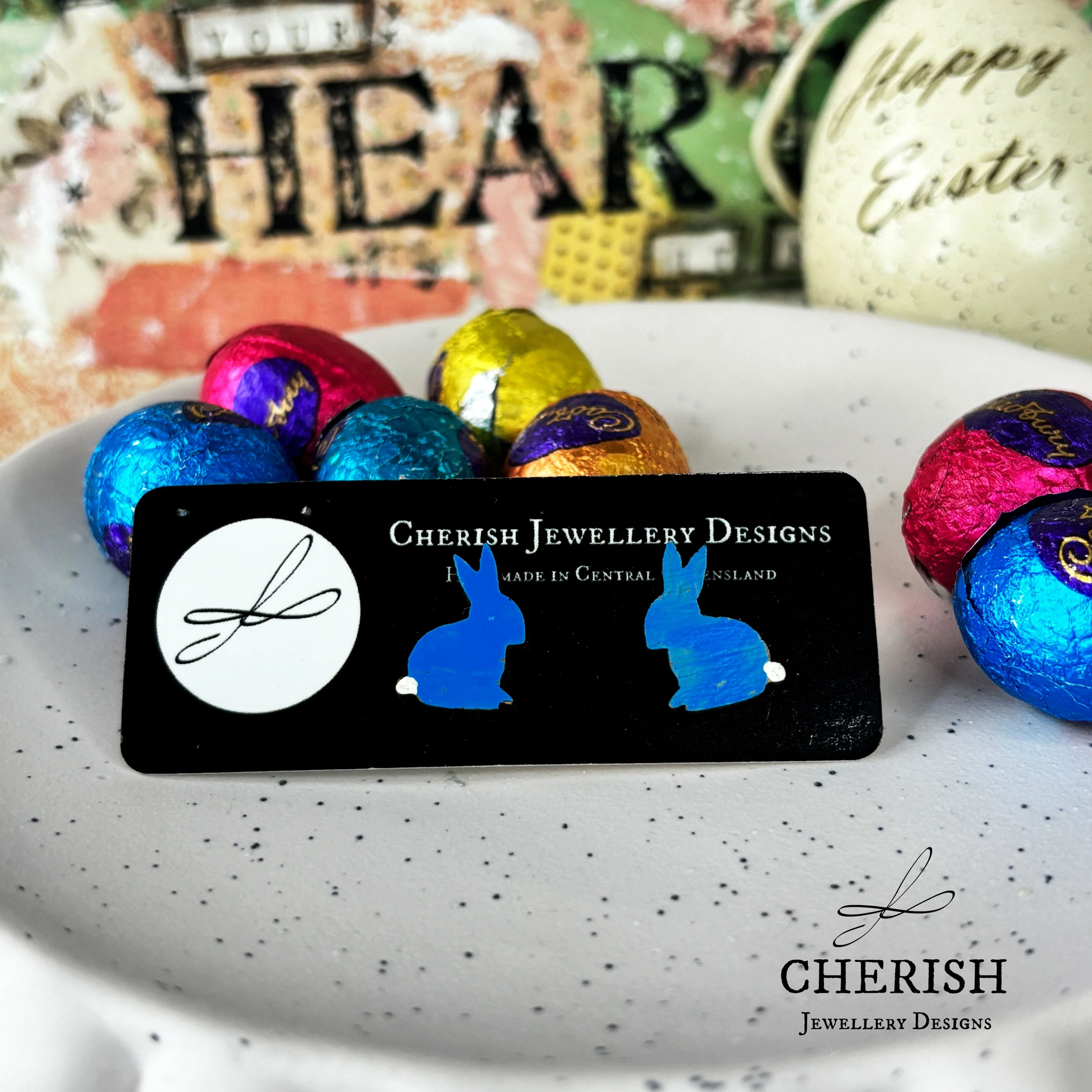 Hand painted Cottontails Stud - Image 2