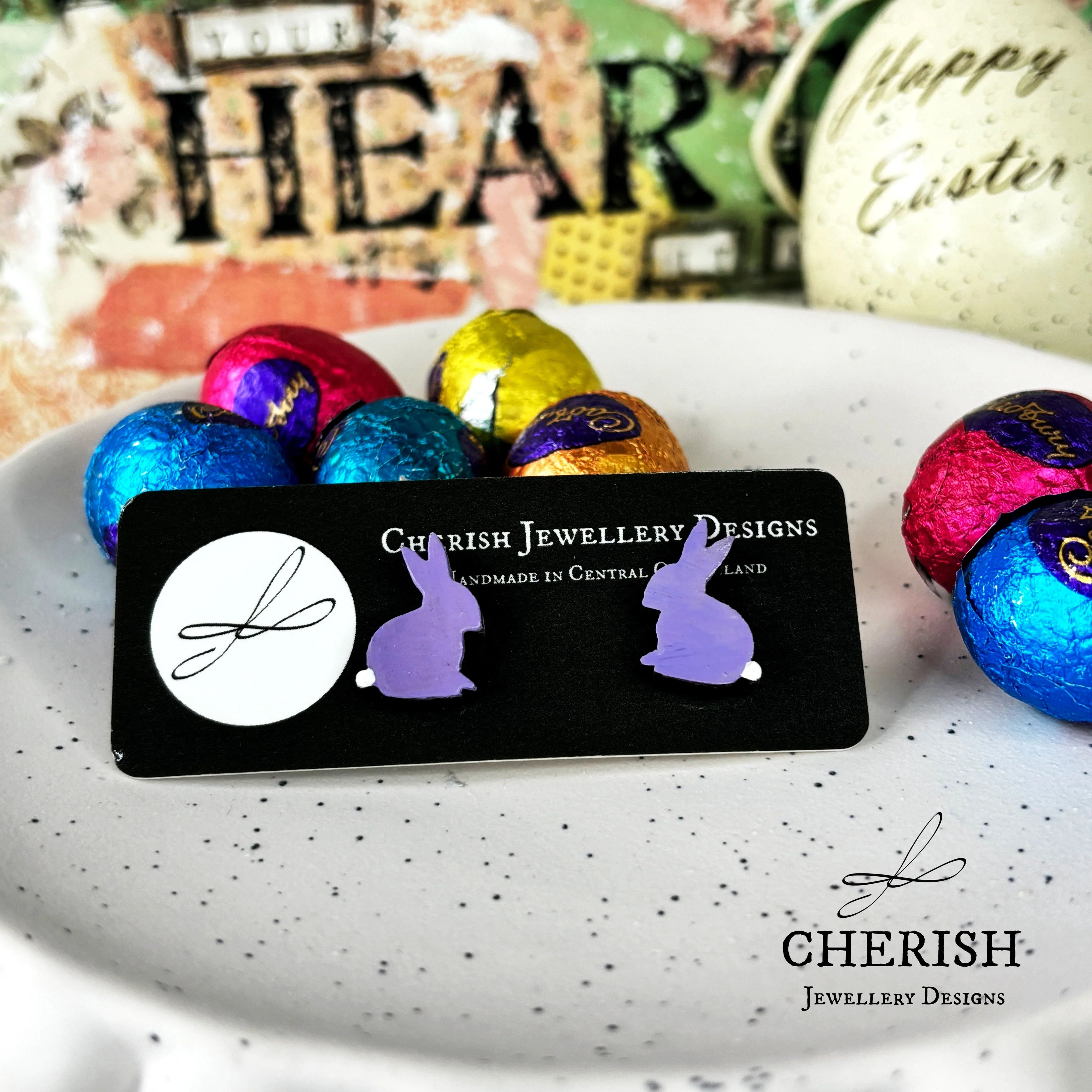 Hand painted Cottontails Stud - Image 3
