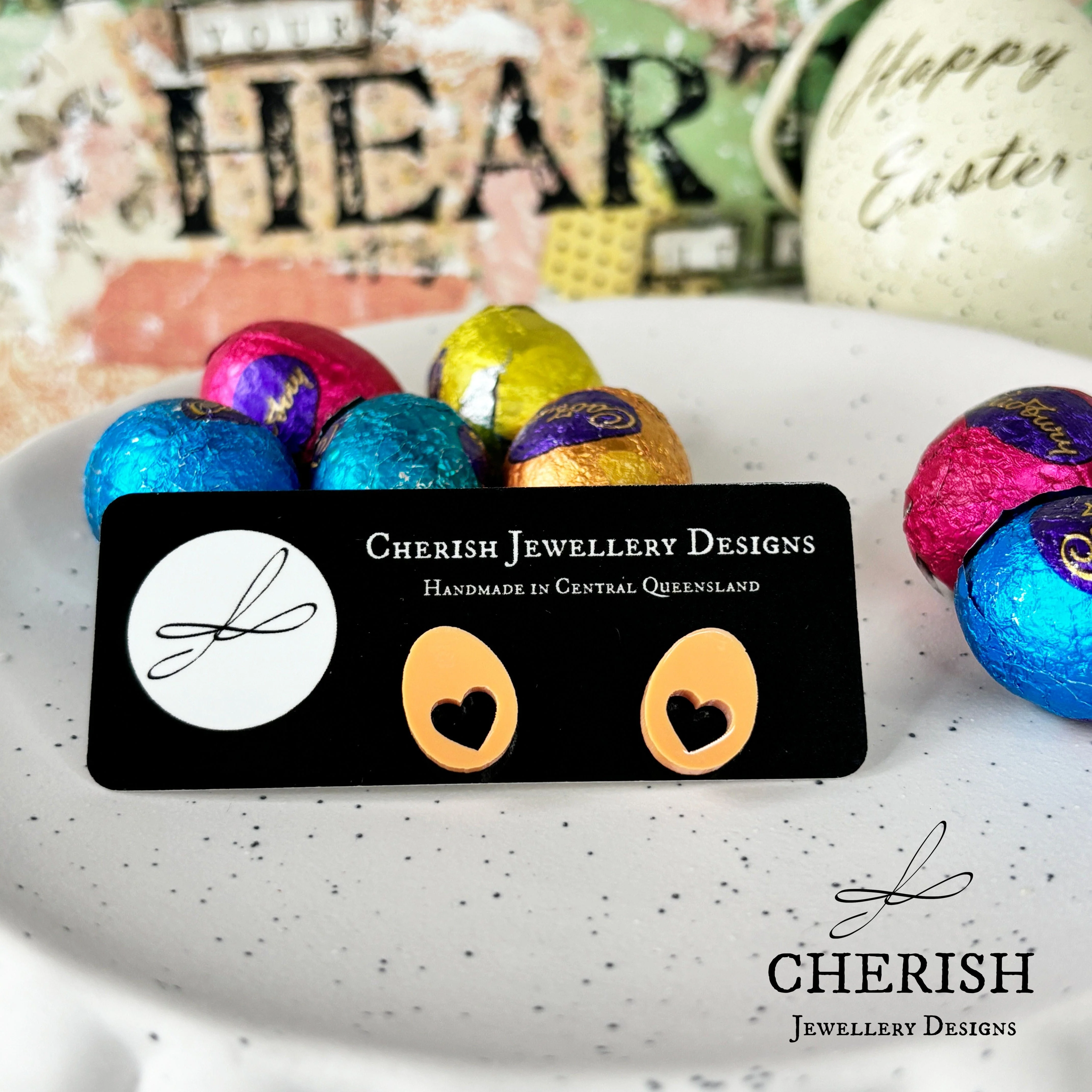 Heart Easter Egg Stud Earrings - Image 2