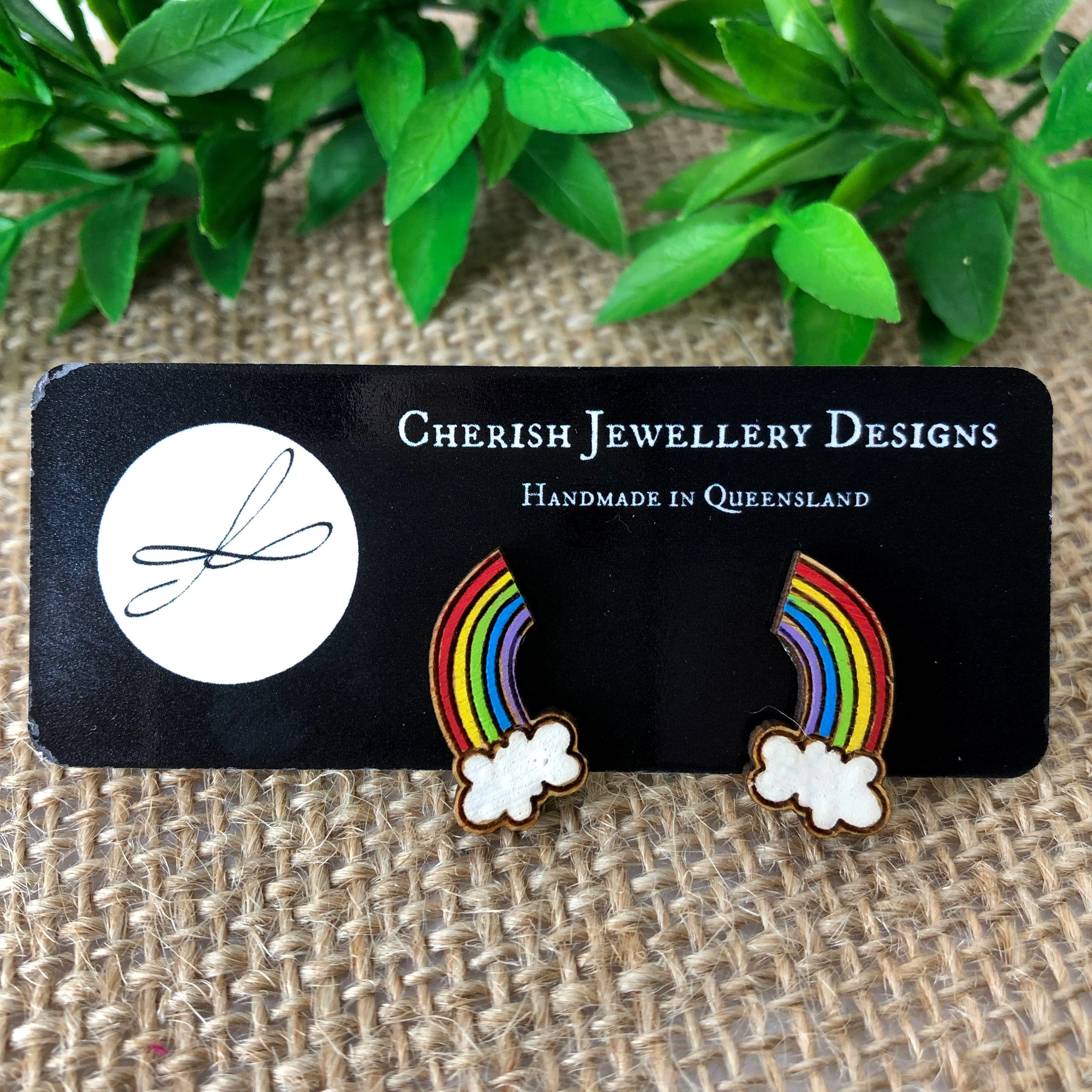 Mini Rainbow & Cloud Stud Earrings - Image 2