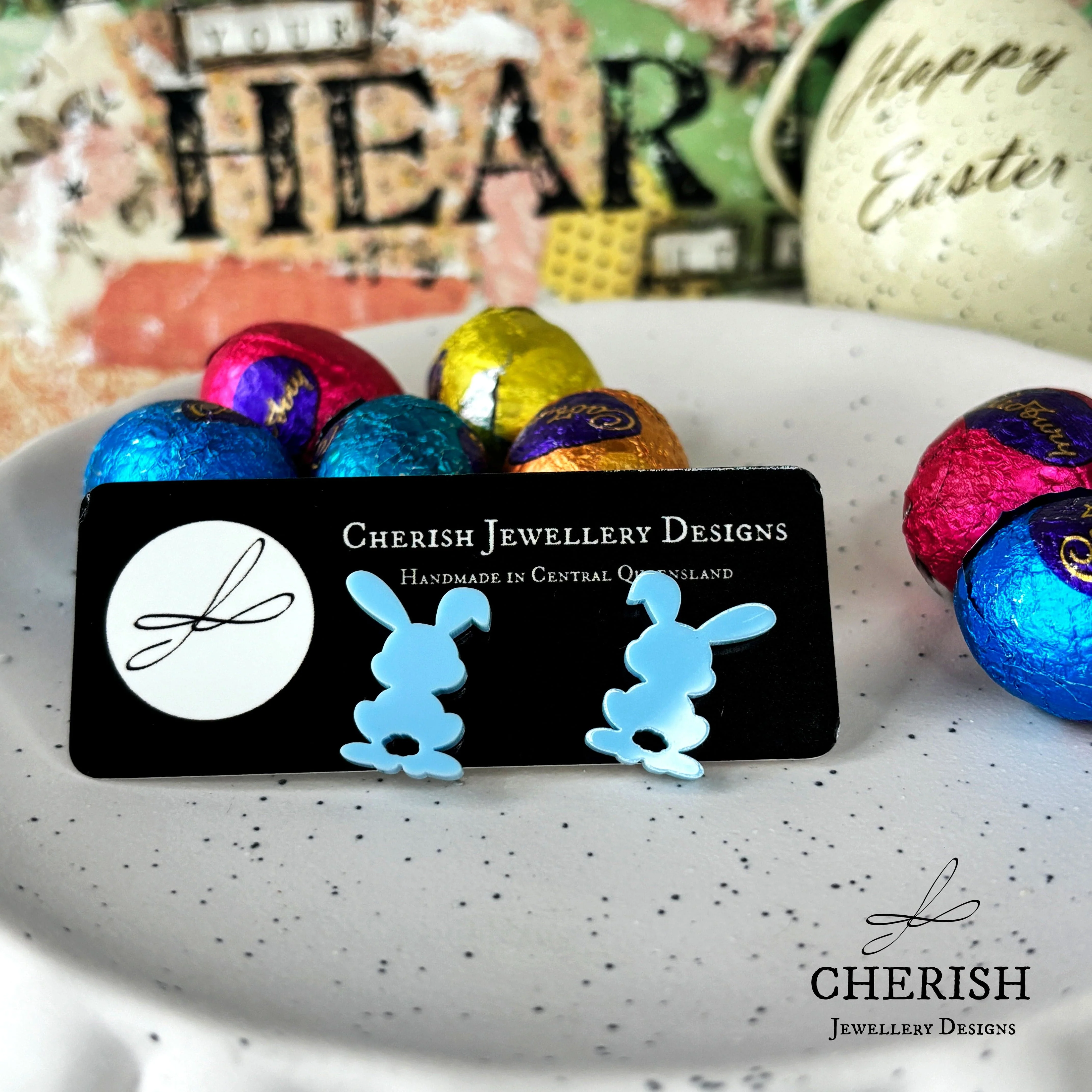 Pastel Hoppy Bunny Stud Earrings - Image 2