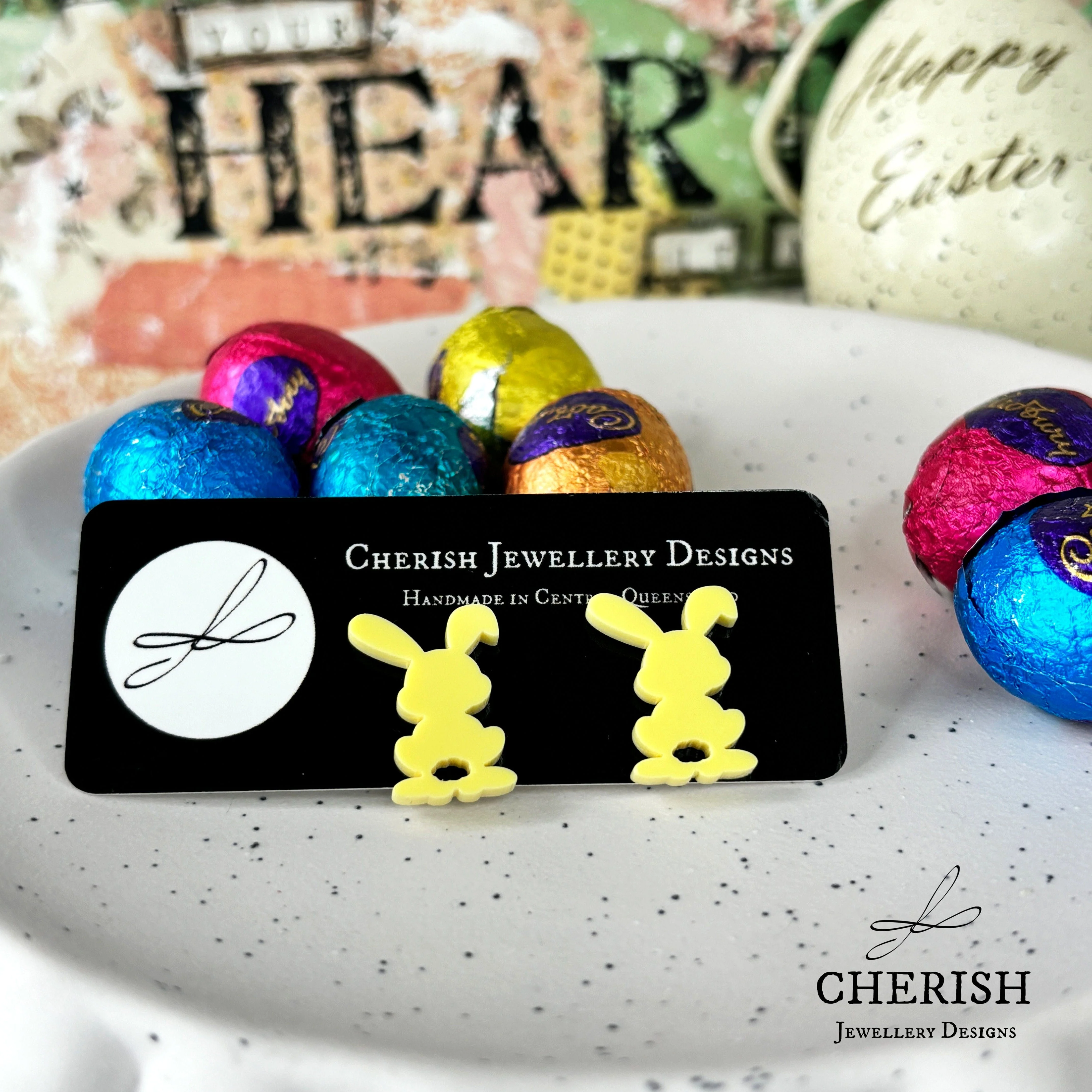 Pastel Hoppy Bunny Stud Earrings - Image 3