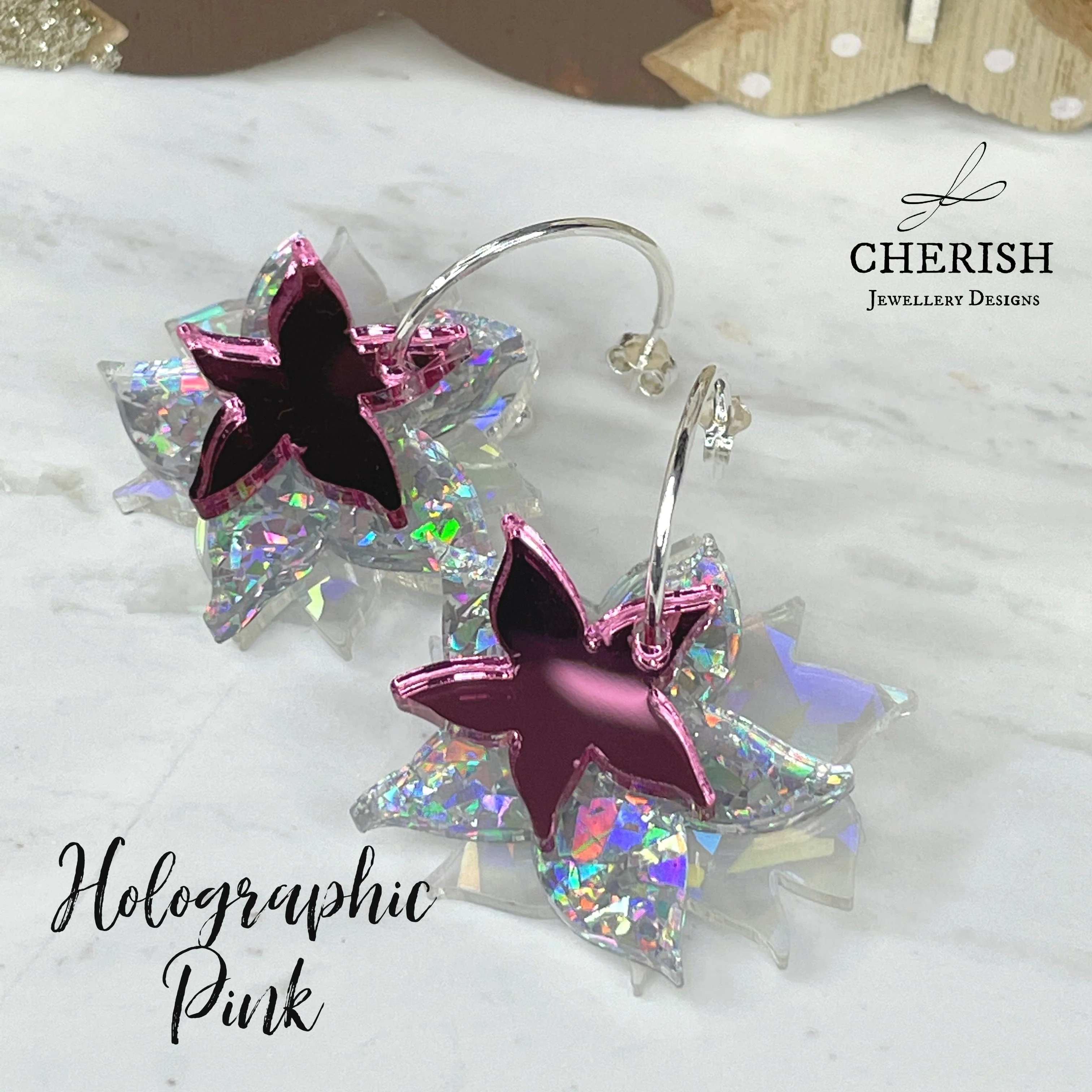 Stacked Snowflake Stud Hoop Earrings - Image 7